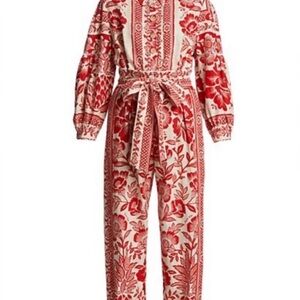 FARM Rio Red and Cream Floral Jumpsuit